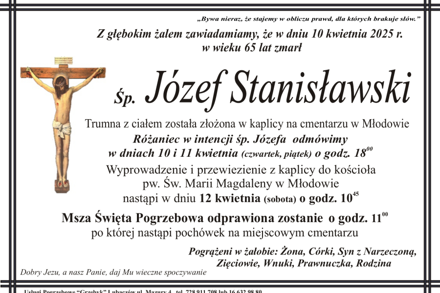 Zmarł Józef Stanisławski [65 lat]